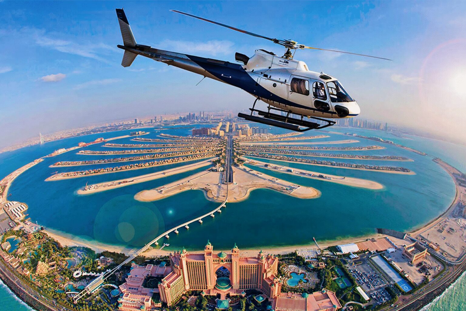 Scenic drive across Palm Jumeirah with Atlantis view during Dubai city tour